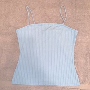 blue ribbed tank top